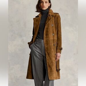 Ralph Lauren Brown Suede Women's Trench Coat